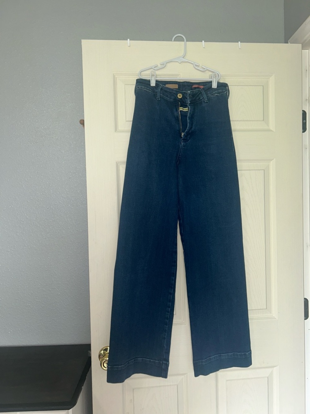 Pilcro Wide-Leg High-Rise Jeans in Deep Blue
